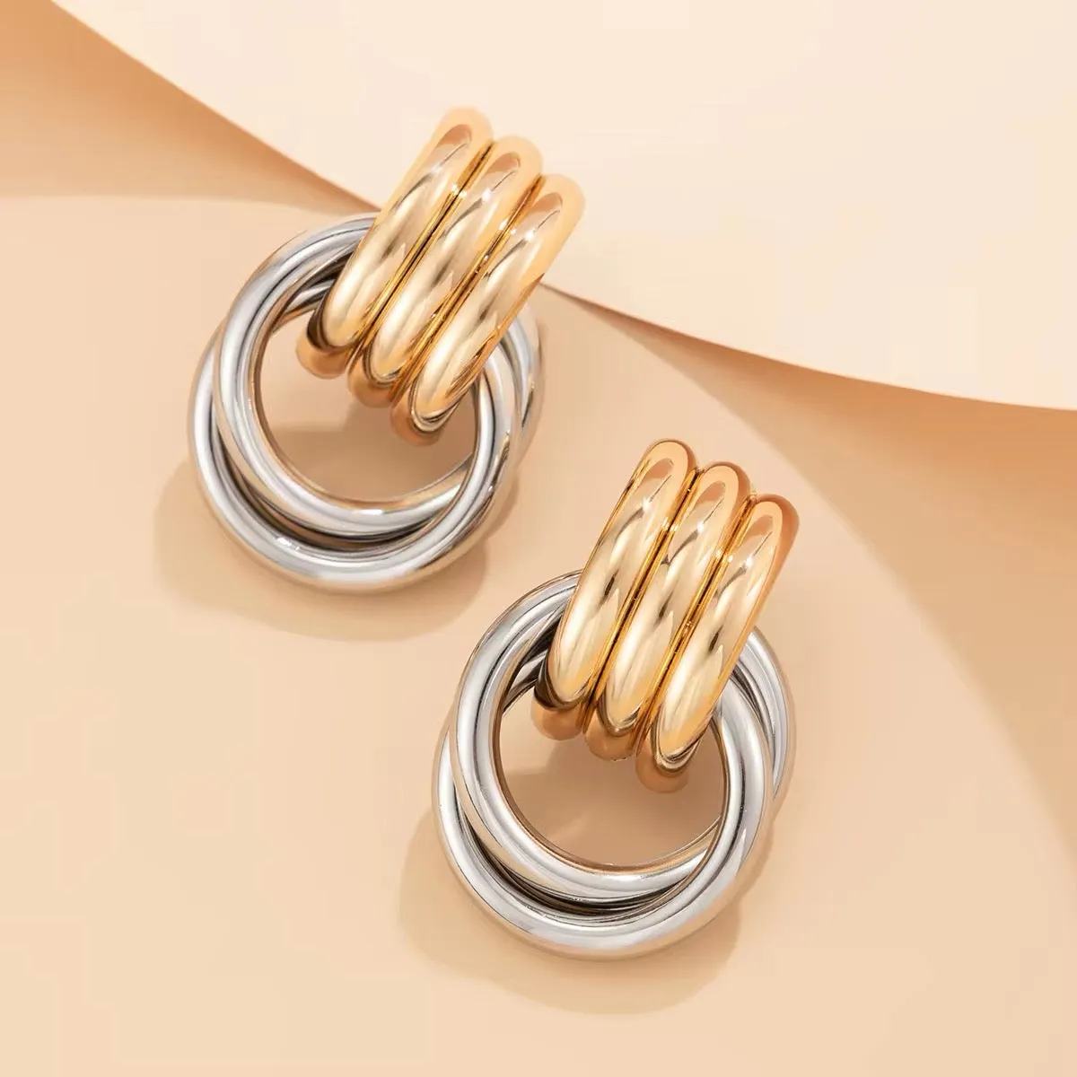 Creative Multilayer Round Circle Stud Earrings