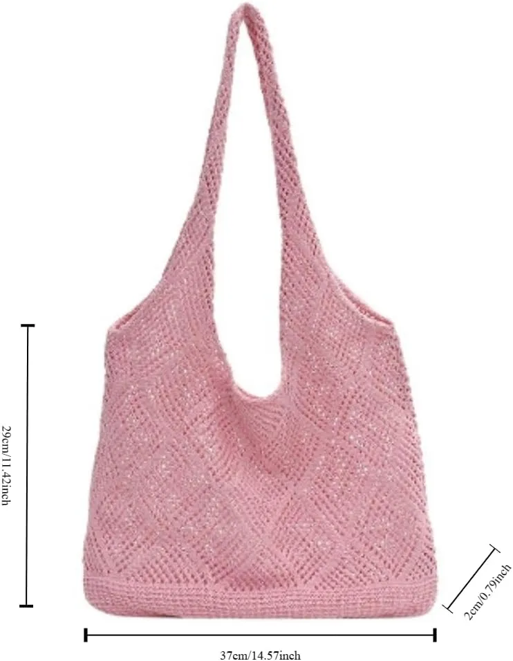 Crochet Hobo Bag Fairycore Tote Bag for Women Cute Aesthetic Tote Bag Preppy Accessories