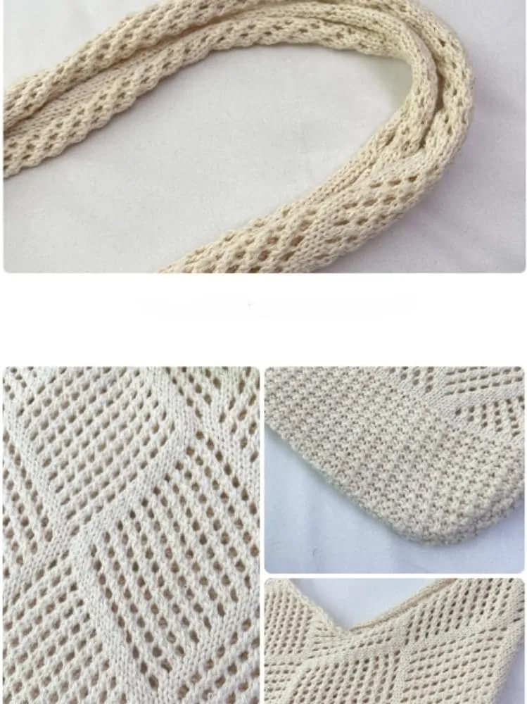 Crochet Hobo Bag Fairycore Tote Bag for Women Cute Aesthetic Tote Bag Preppy Accessories