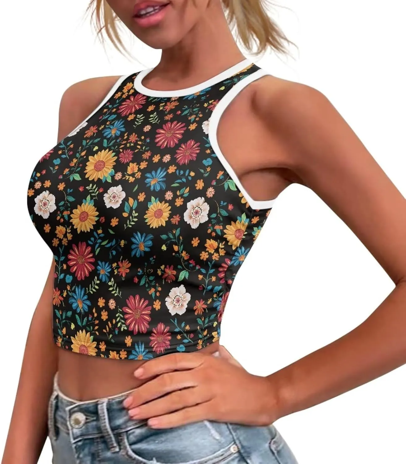 Crop Tank Tops for Women 2025 Trendy Slim Fit Ladies Tops and Blouses Sleeveless Racerback Halter Neck Fitted Tops
