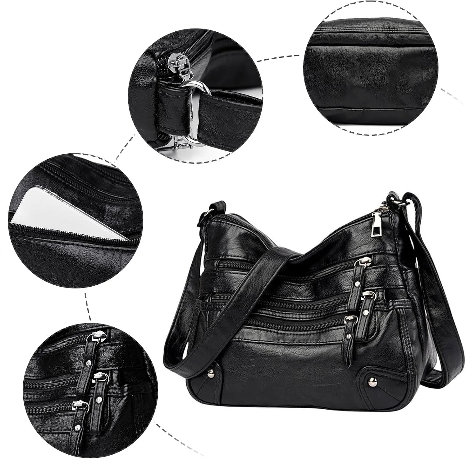 Crossbody Zipper Bag Women Bags Fashionable Middle Mother Bags Large Capacity Shoulder Crossbody Casual