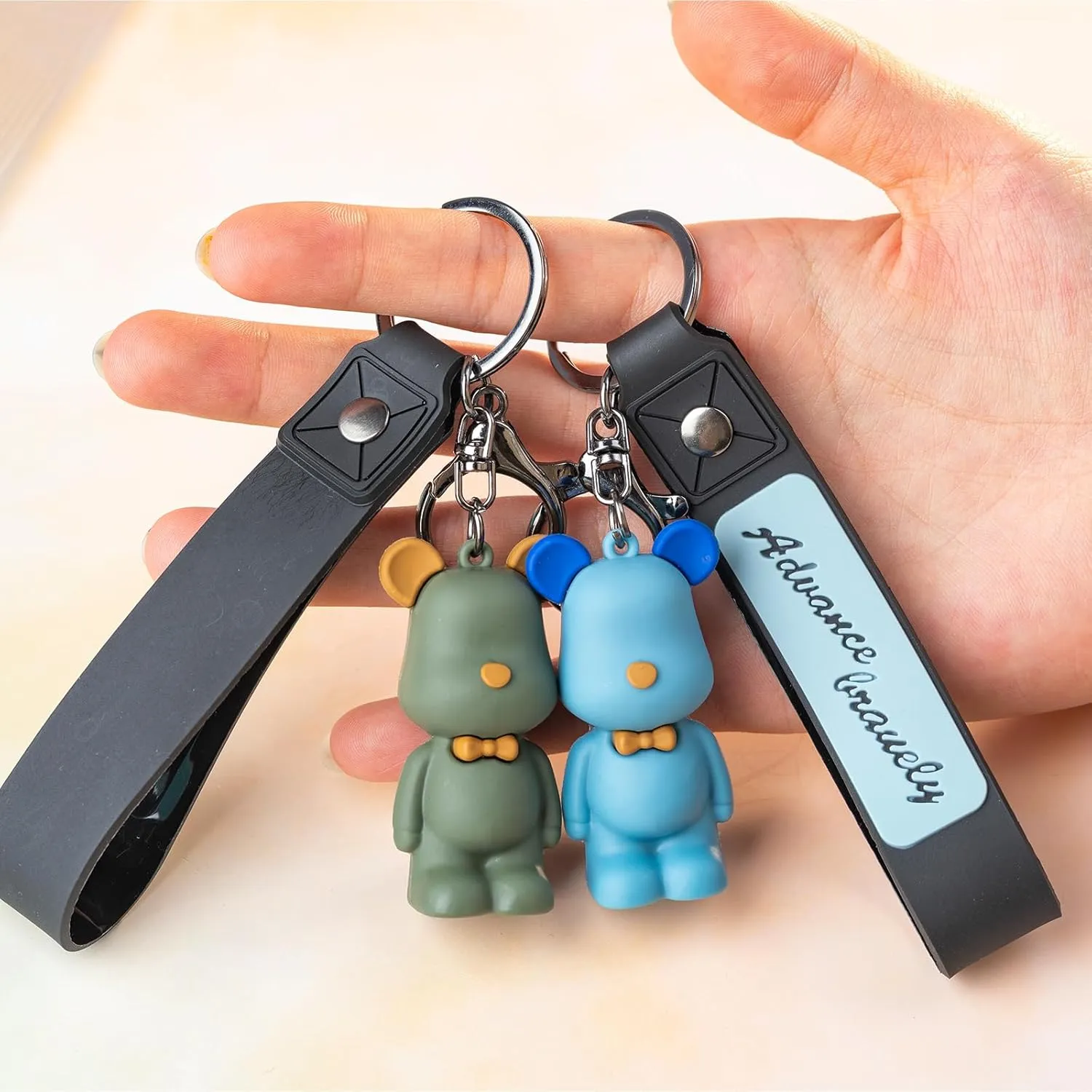 Cute Kawaii Bear Keychain, Backpack Key Chain Accessories Wristlet Key chain Car Charms 