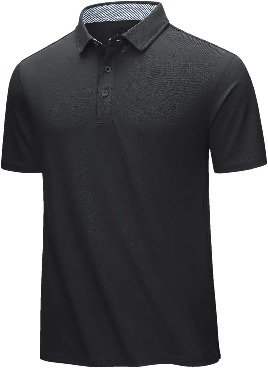 Dcvmvmn Mens Summer Cotton Blend Golf Polos Shirts Work T-Shirts Quick Dry Casual Short Sleeve Tops Tee Black
