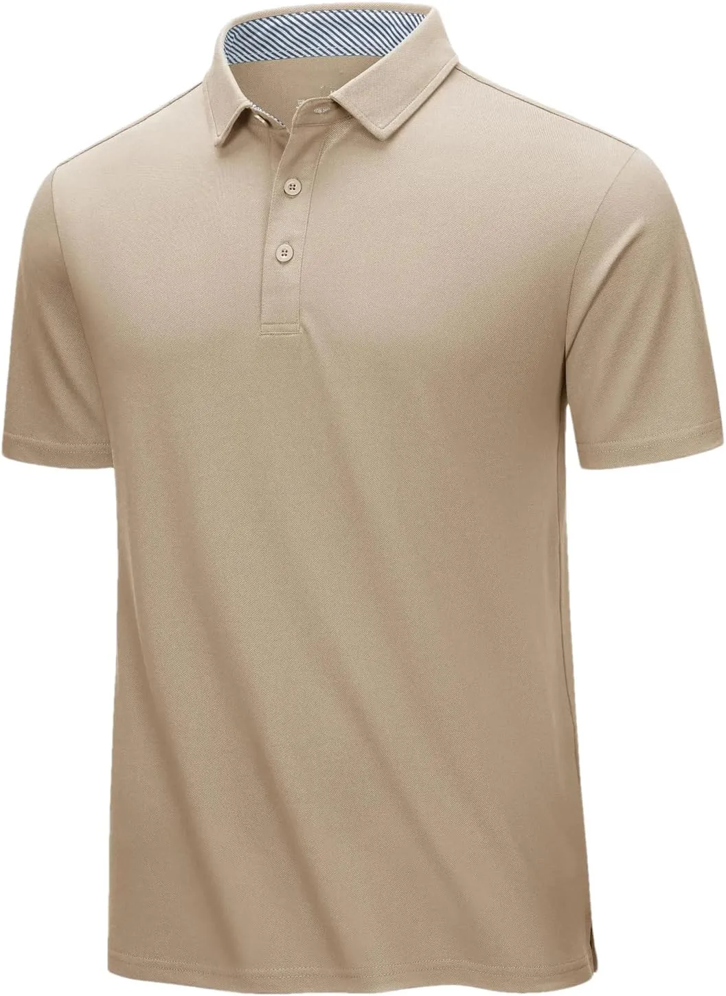 Dcvmvmn Mens Summer Cotton Blend Golf Polos Shirts Work T-Shirts Quick Dry Casual Short Sleeve Tops Tee Khaki