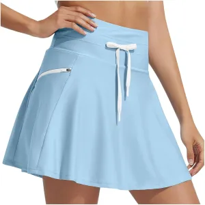 DDAPJ pyju Women's High Waisted Swim Skirt Tummy Control Tankini Swimsuit Skort Bathing Suit Bottoms with Zipper Pocket
