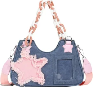 Denim Small Crossbody Purse Hobo Bags for Women Cute Y2K Star Bags Kawaii Bags Shoulder Bag