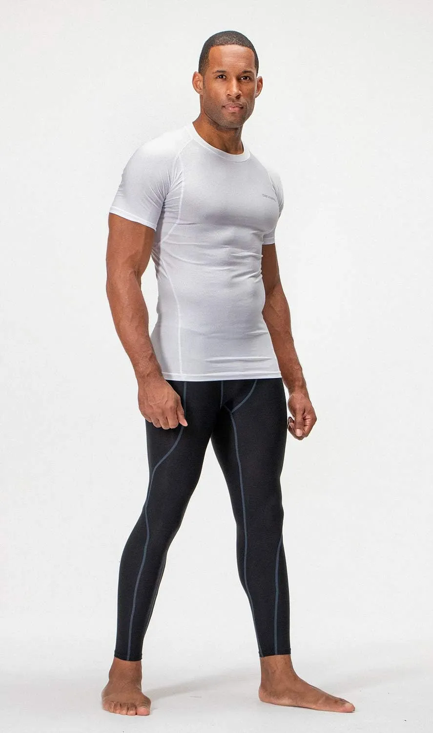 DEVOPS 3 Pack Men's Cool Dry Short Sleeve Compression Shirts, Sports Baselayer T-Shirts Tops, Athletic Workout Shirt