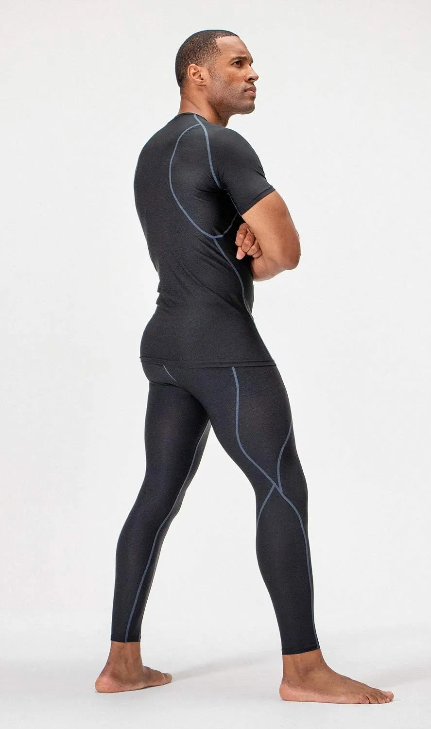 DEVOPS 3 Pack Men's Cool Dry Short Sleeve Compression Shirts, Sports Baselayer T-Shirts Tops, Athletic Workout Shirt