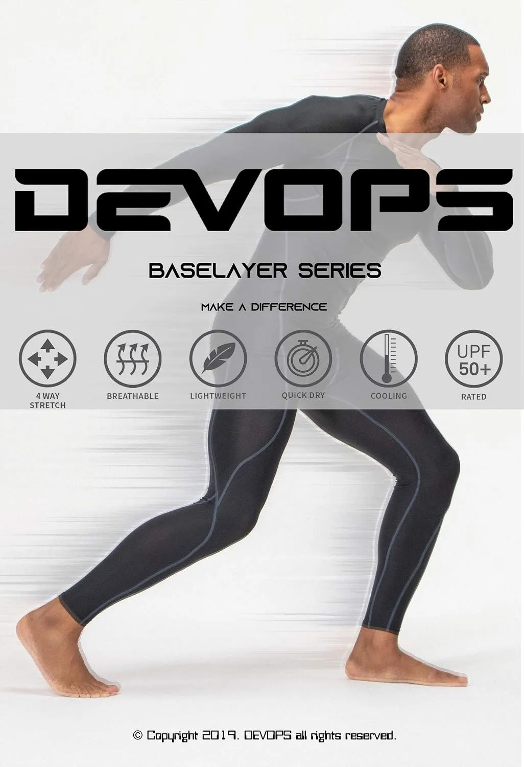 DEVOPS 3 Pack Men's Cool Dry Short Sleeve Compression Shirts, Sports Baselayer T-Shirts Tops, Athletic Workout Shirt