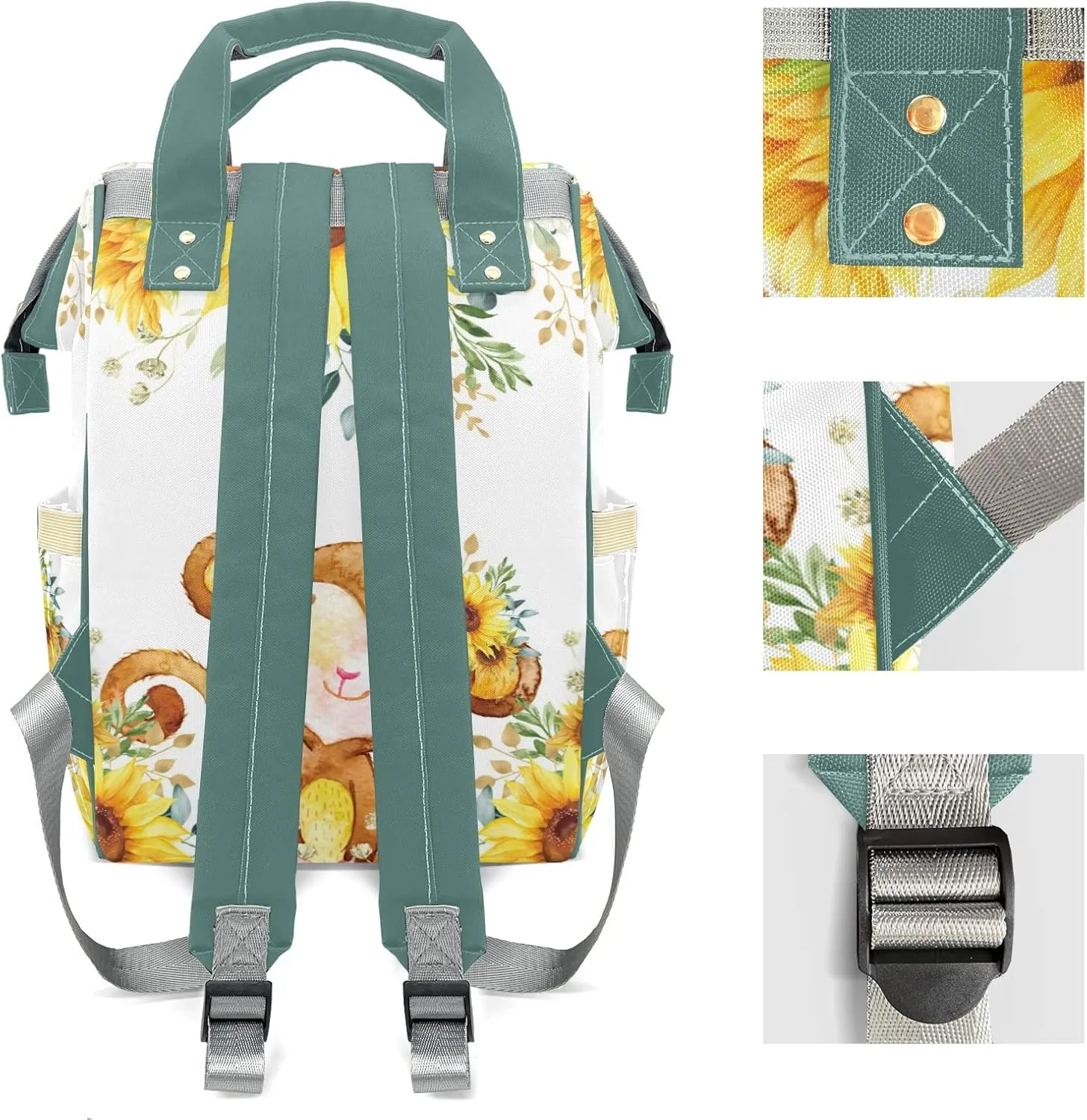 Diaper Bags Sunflower Monkey Animal Tote Bags Backpack with Name Mommy Nursing Bags Gifts for Women Men