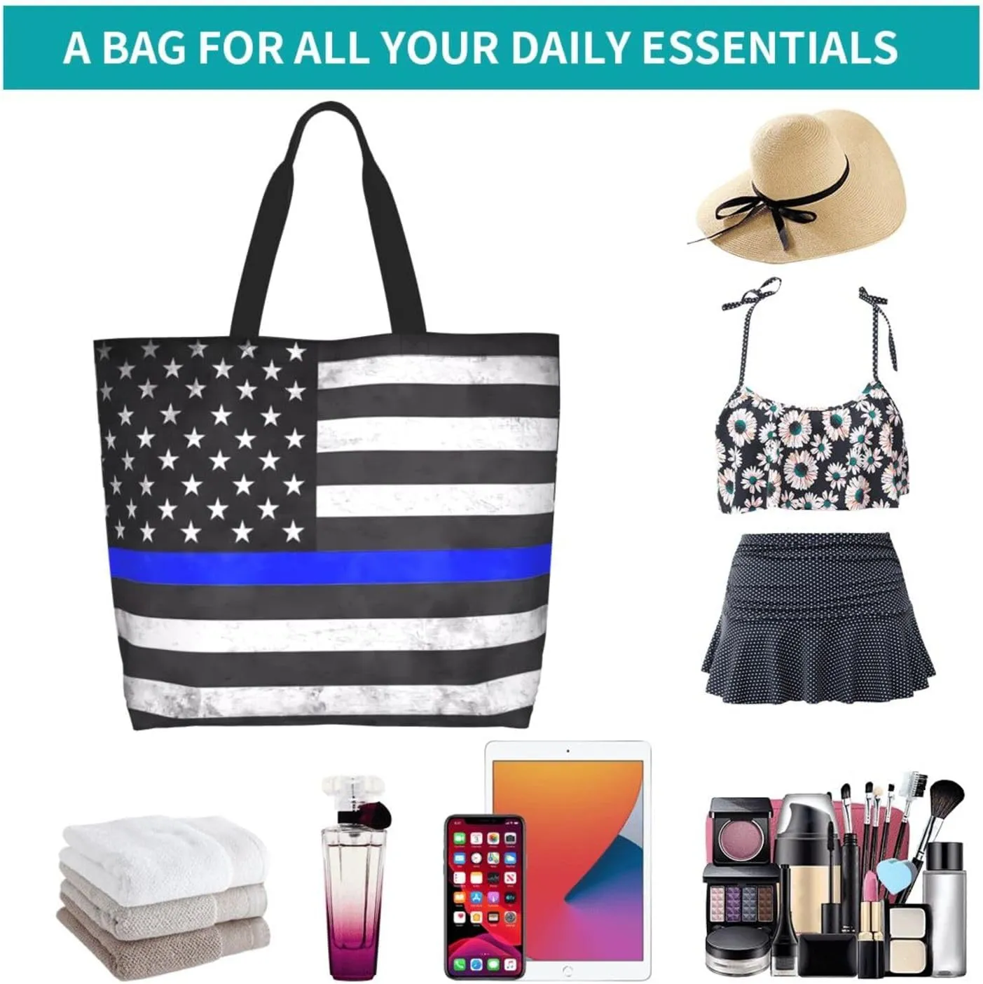 Dirt Track Lights Flag Motocross Women's Tote Bag Large Capacity Single Shoulder Bags Handbag for Shopping Work