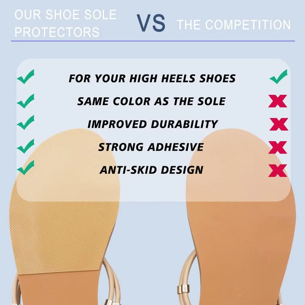 Dr. Foot Shoe Sole Protectors for high-Heels, Self Adhesive Silicone Non-Slip Shoes Cover Bottoms for Women (Yellow)