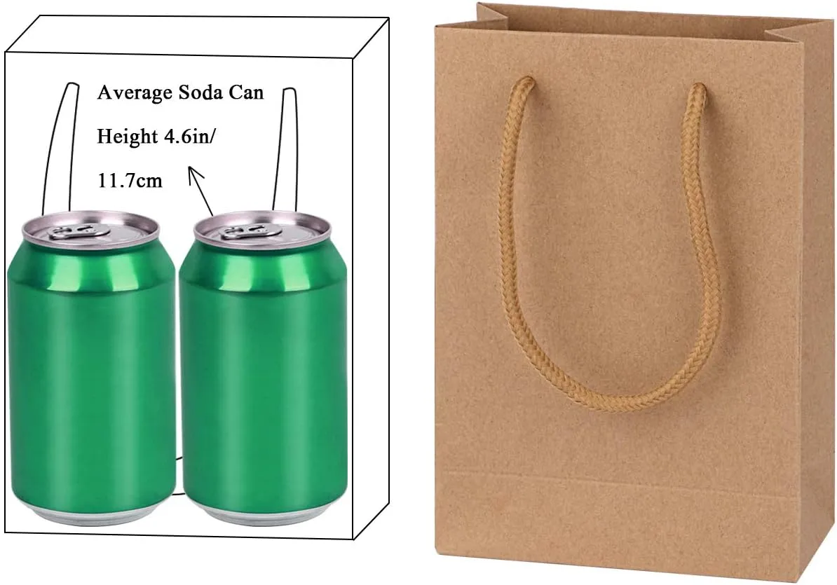 driew Kraft Gift Bags, Small Brown Paper Favor Bags with Handles Gift Bags Kraft Paper Bags 5x2x7.5 inches with Cotton Handle for Party Craft Takeouts Business,Shopping Pack of 50