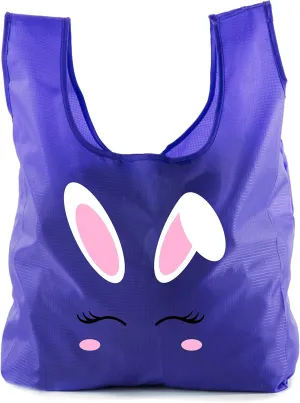 Easter Basket Bags, Bulk Reusable Grocery Bags, Easter Egg Hunt Tote Bags - Bunny Face