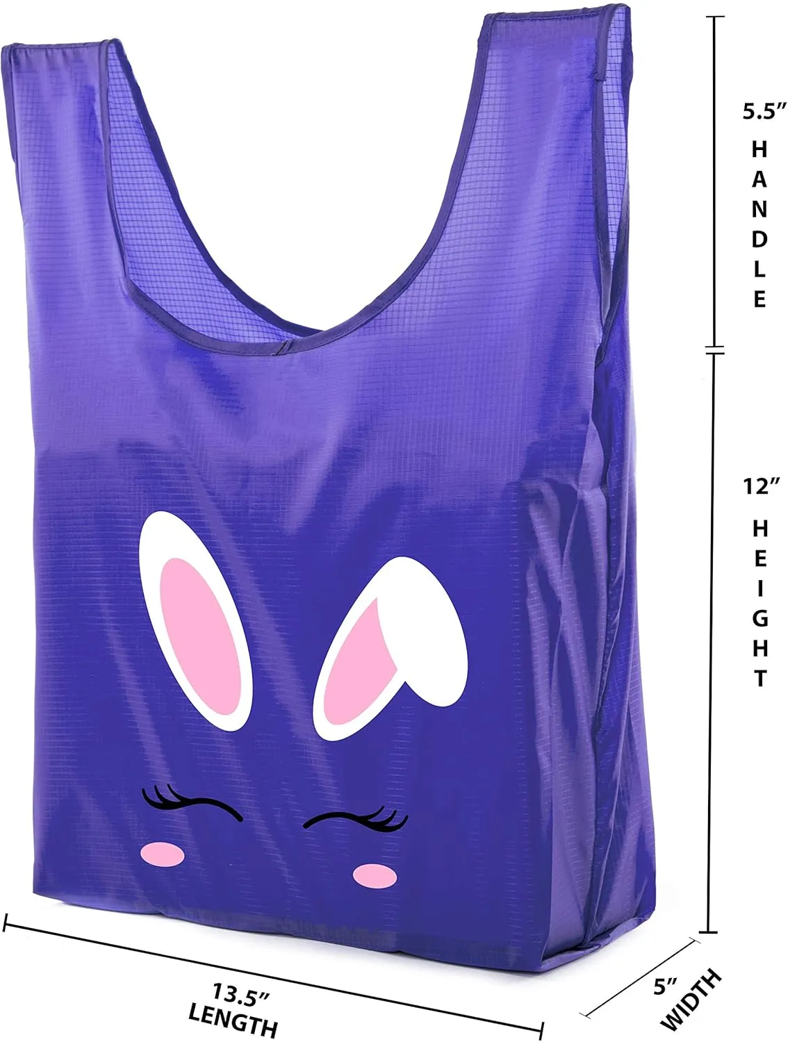 Easter Basket Bags, Bulk Reusable Grocery Bags, Easter Egg Hunt Tote Bags - Bunny Face