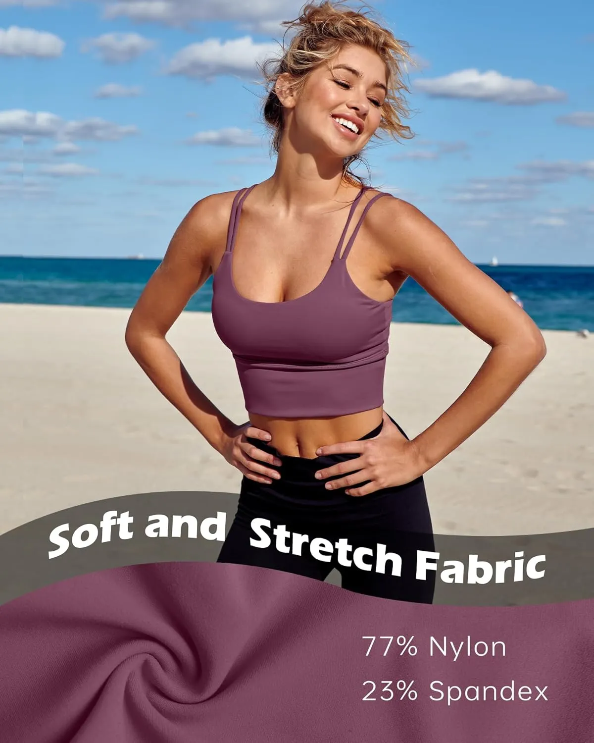 Everrysea Sports Bras for Women High Support Longline Workout Tank Tops Built in Bra Strappy Yoga Padded Crop Top