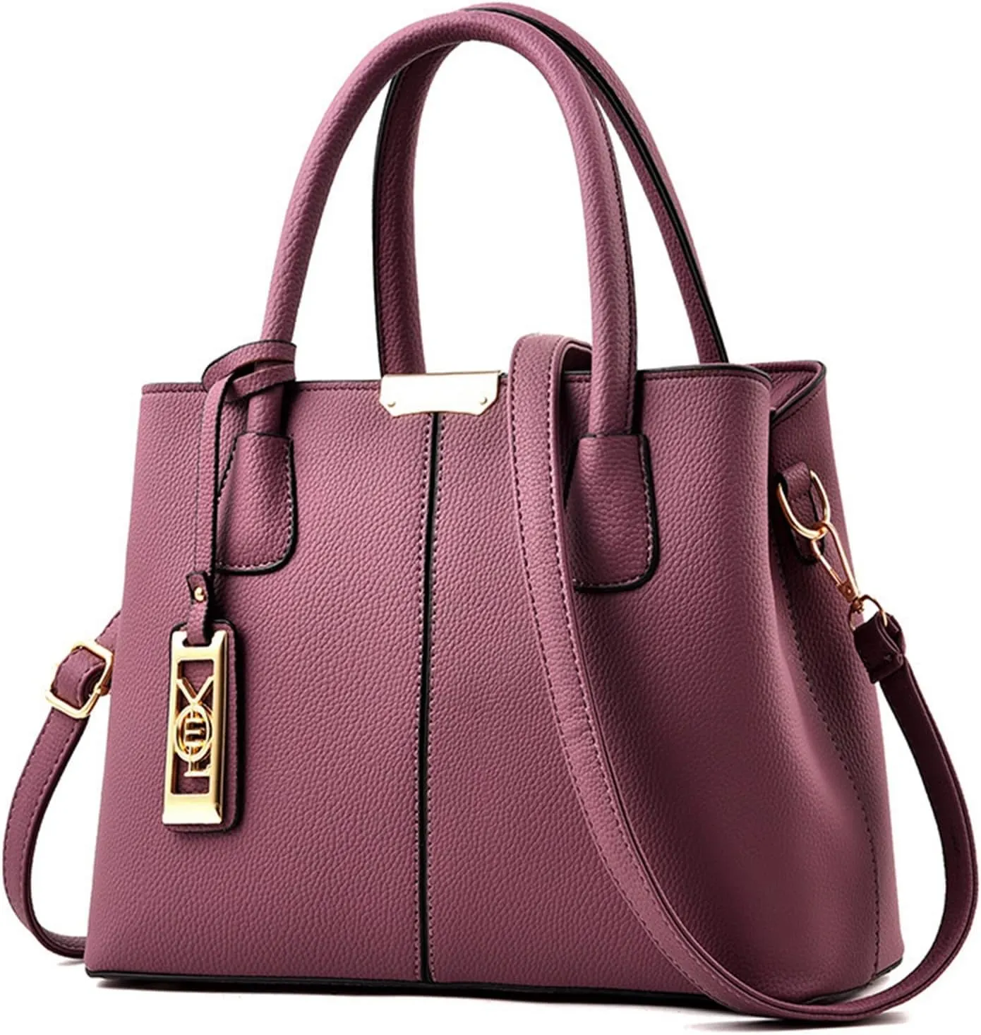 Fashion Handbag Simple Bag Large Capacity One Shoulder Women Bag Man Messenger Bags Small Leather (Purple, One Size)