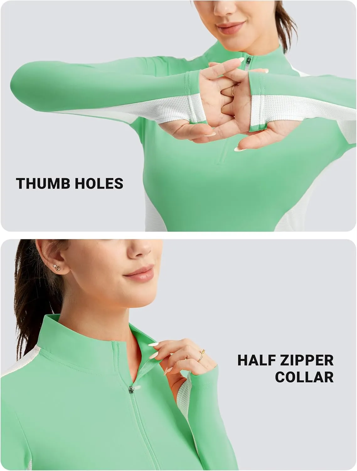 FitsT4 Sports Womens Equestrian Shirts Thumbholes Long Sleeve Horse Riding Shirts Quick Dry UPF50  Riding Top Half Zip