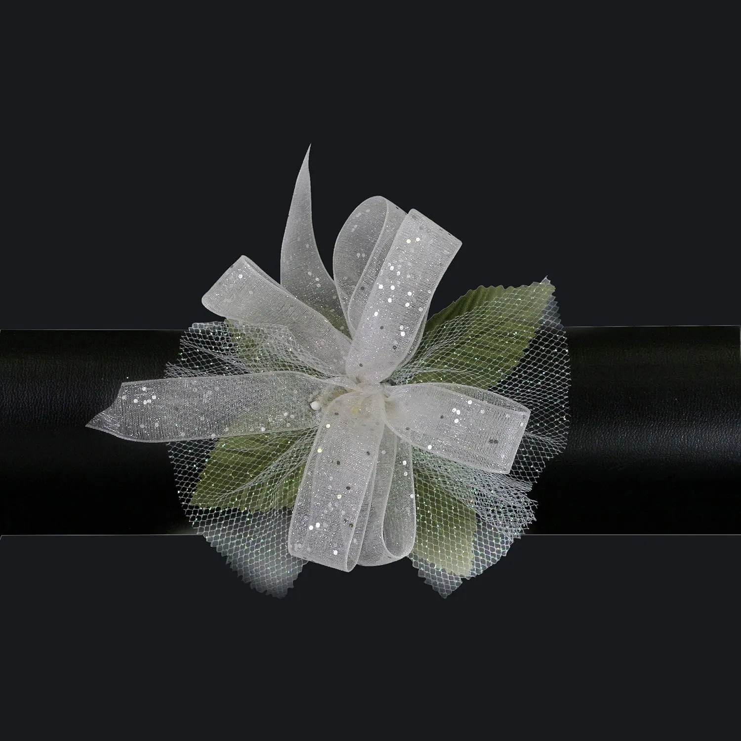 Floral Accessories - Fair Lady Premade Corsage Wristlet, White/silver, Miscellaneous, 1 Piece