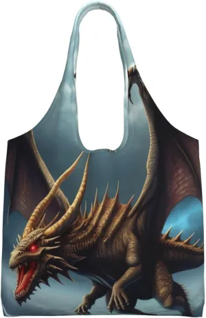 Flying Dragon Canvas Tote Bag Aesthetic Large Shoulder Bags Reusable Shopping Bags for Women Grocery Bag Purse