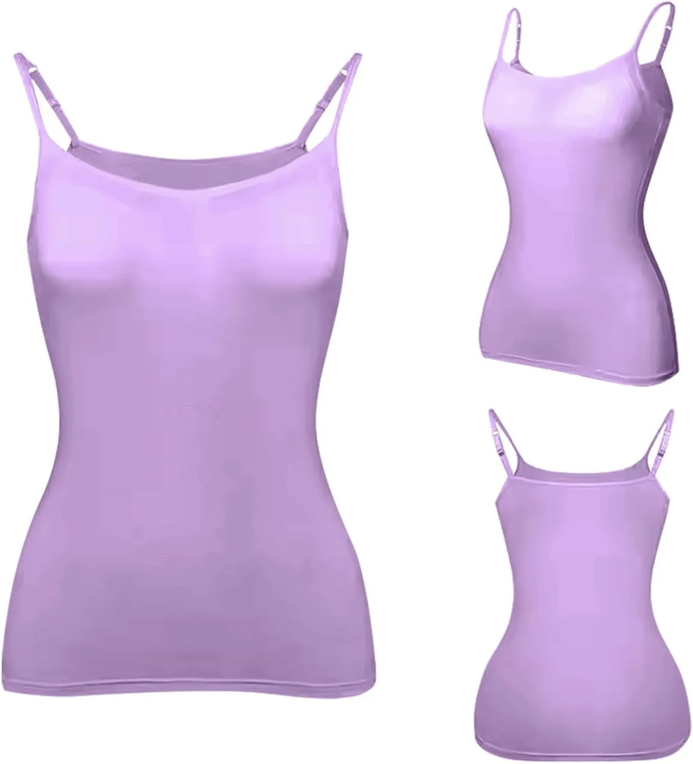 FQZWONG Womens Tank Tops with Built in Bra Adjustable Spaghetti Strap Camisole Plus Size Sleeveless Layer Padded Undershirts