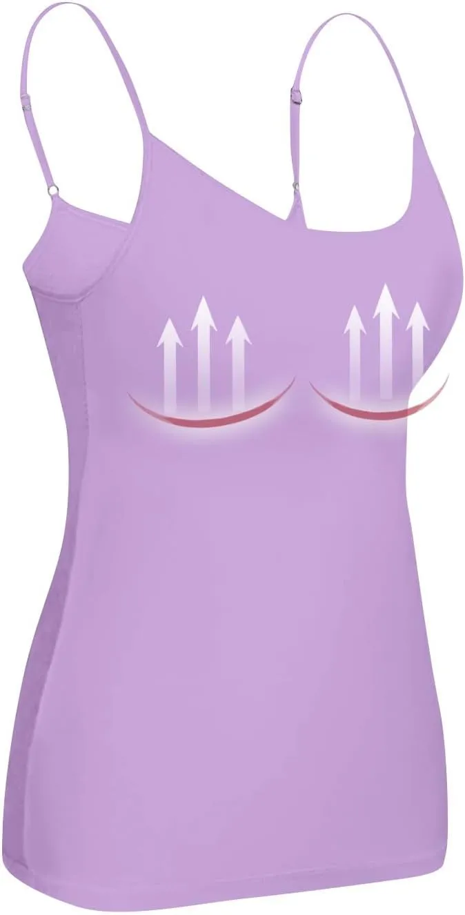 FQZWONG Womens Tank Tops with Built in Bra Adjustable Spaghetti Strap Camisole Plus Size Sleeveless Layer Padded Undershirts