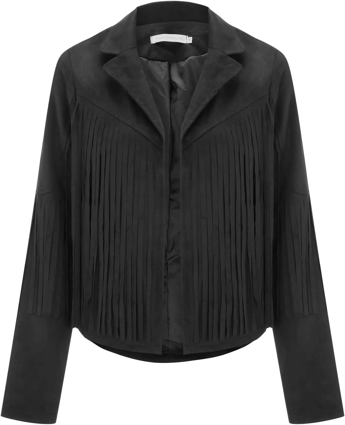 Fringe Coat for Women Solid Color Lapel Faux Suede Leather Cowboy Style Jacket Long Sleeve Tassels Cardigan Tops