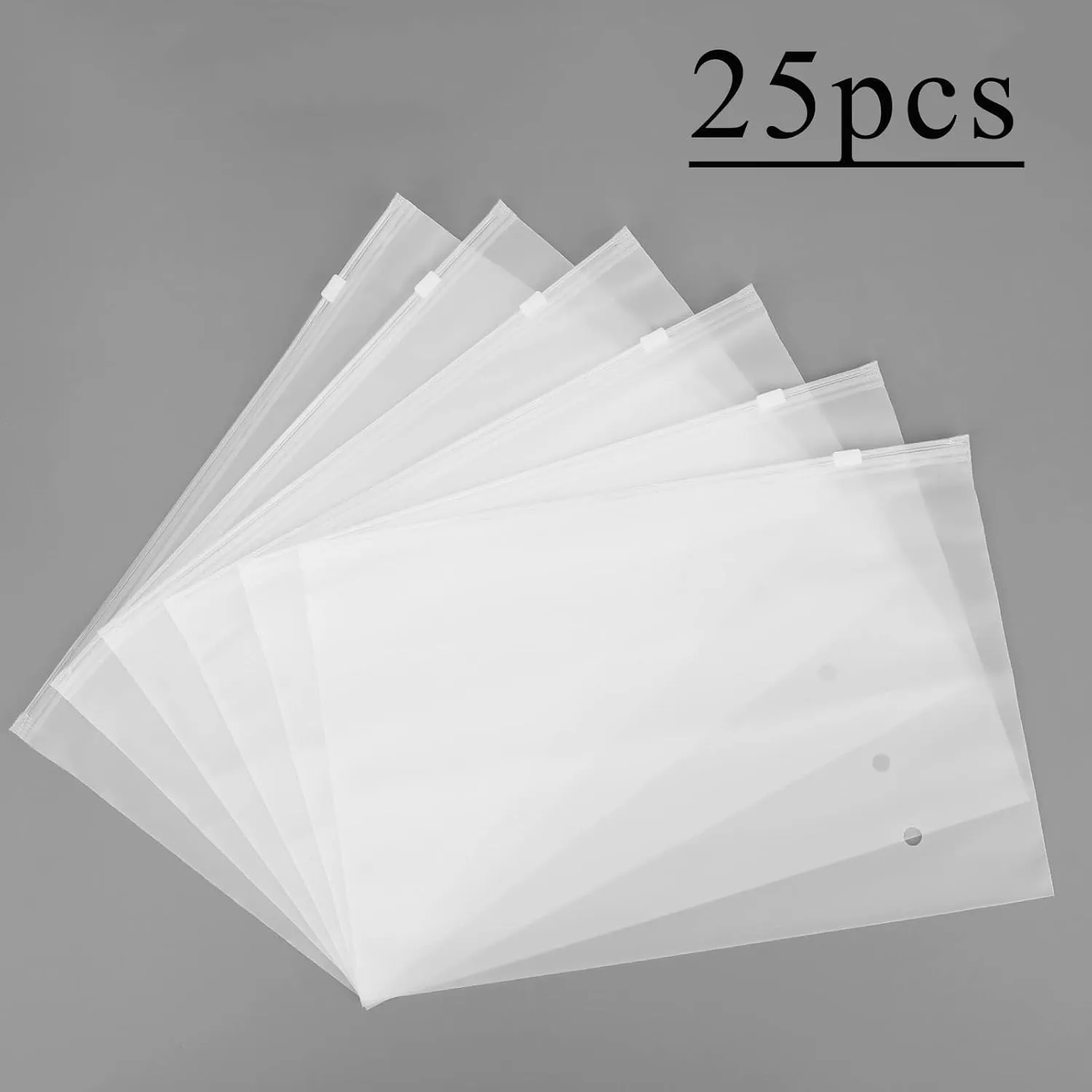 Frosted Zipper Bags for Clothes 25pcs, Plastic Shirt Bags for Packaging T-Shirt, Swimsuit, Bikini, Bathing Suit, 3 Mil, 10X8" with Vent Holes and Reinforced Sides