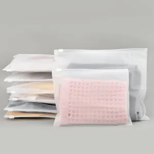 Frosted Zipper Bags for Clothes 25pcs, Plastic Shirt Bags for Packaging T-Shirt, Swimsuit, Bikini, Bathing Suit, 3 Mil, 10X8" with Vent Holes and Reinforced Sides
