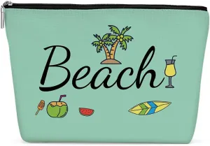 Funny Beach Makeup Bag, Beach Bag Best Friend Summer Vacation Cosmetic Bag for Women Bridesmaid Bride Sister Girls Trip Favors Weekender Birthday Christmas Bachelorette Party Friendship Gifts Green