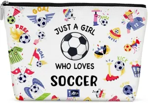 Funny Girl Loves Soccer, Soccer Gifts, Soccer Lovers Gifts Makeup Bag Positive Cosmetic Bag Travel Toiletry Bag for Women Sport Soccer Coach Teacher Friend Birthday Friendship Christmas