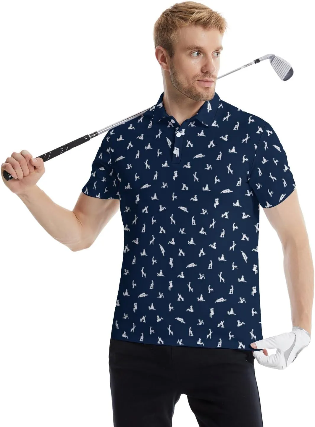 Funny Golf Polos for Men Funny Print Short Sleeve Shirts Quick Dry Polo Shirts Hawaiian Shirt Performance Golf Outfits