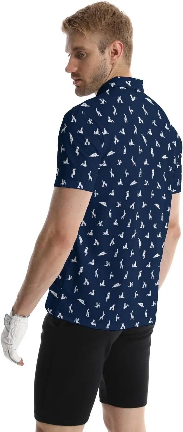 Funny Golf Polos for Men Funny Print Short Sleeve Shirts Quick Dry Polo Shirts Hawaiian Shirt Performance Golf Outfits