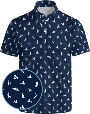 Funny Golf Polos for Men Funny Print Short Sleeve Shirts Quick Dry Polo Shirts Hawaiian Shirt Performance Golf Outfits