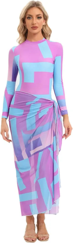 FYMNSI Women Modest Burkini Swimsuits Muslim Swimwear Full Body Islamic Swim Tops Pants Hijab 4 Piece Rash Guard S-XL
