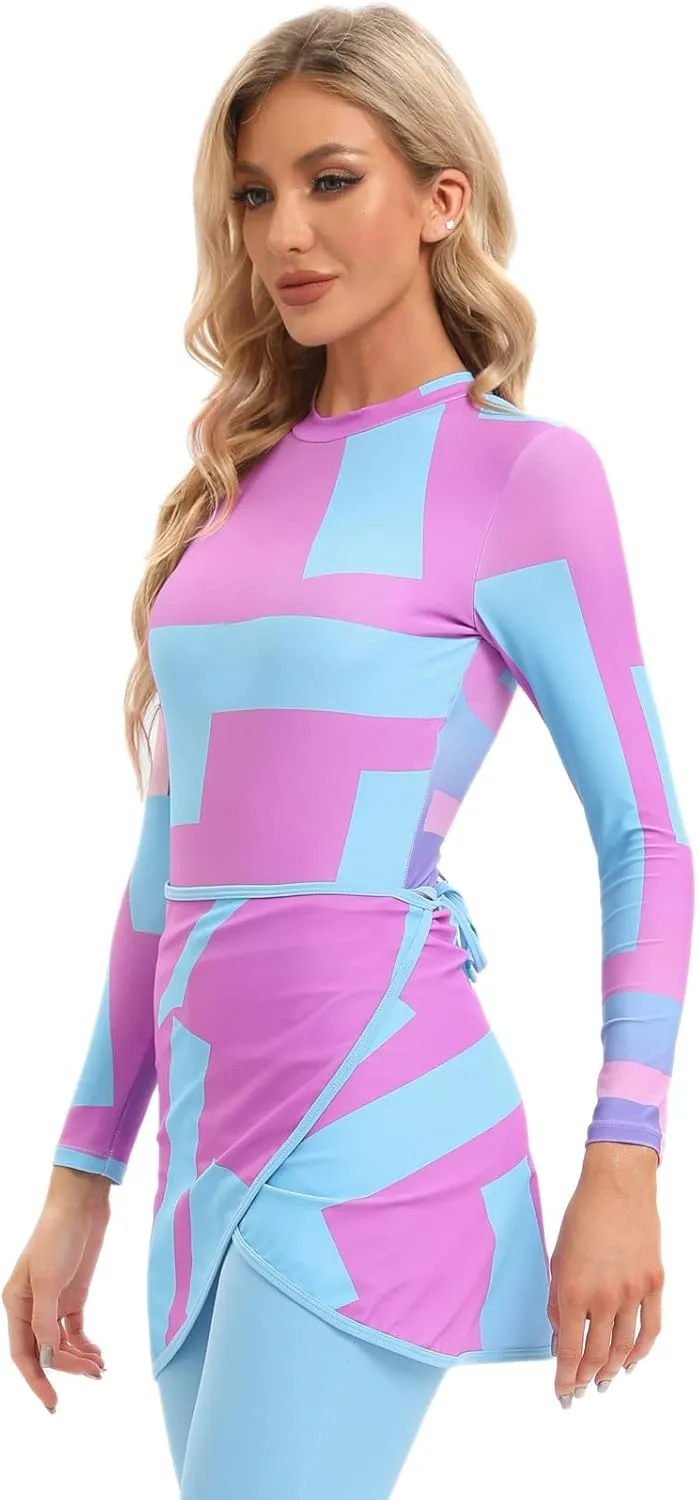 FYMNSI Women Modest Burkini Swimsuits Muslim Swimwear Full Body Islamic Swim Tops Pants Hijab 4 Piece Rash Guard S-XL