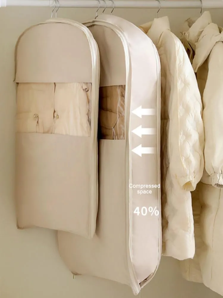 Garment Bags for Hanging Clothes & Travel, Space Saving Hanging Garment Bag with Self Compression Zipper, Coat Hangers Suit Bags for Closet Storage