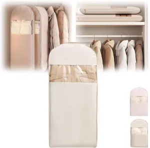 Garment Bags for Hanging Clothes & Travel, Space Saving Hanging Garment Bag with Self Compression Zipper, Coat Hangers Suit Bags for Closet Storage