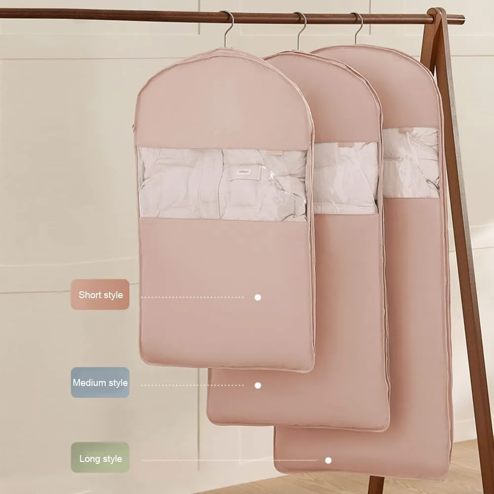 Garment Bags for Hanging Clothes & Travel, Space Saving Hanging Garment Bag with Self Compression Zipper, Coat Hangers Suit Bags for Closet Storage