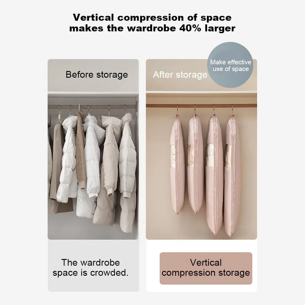 Garment Bags for Hanging Clothes & Travel, Space Saving Hanging Garment Bag with Self Compression Zipper, Coat Hangers Suit Bags for Closet Storage