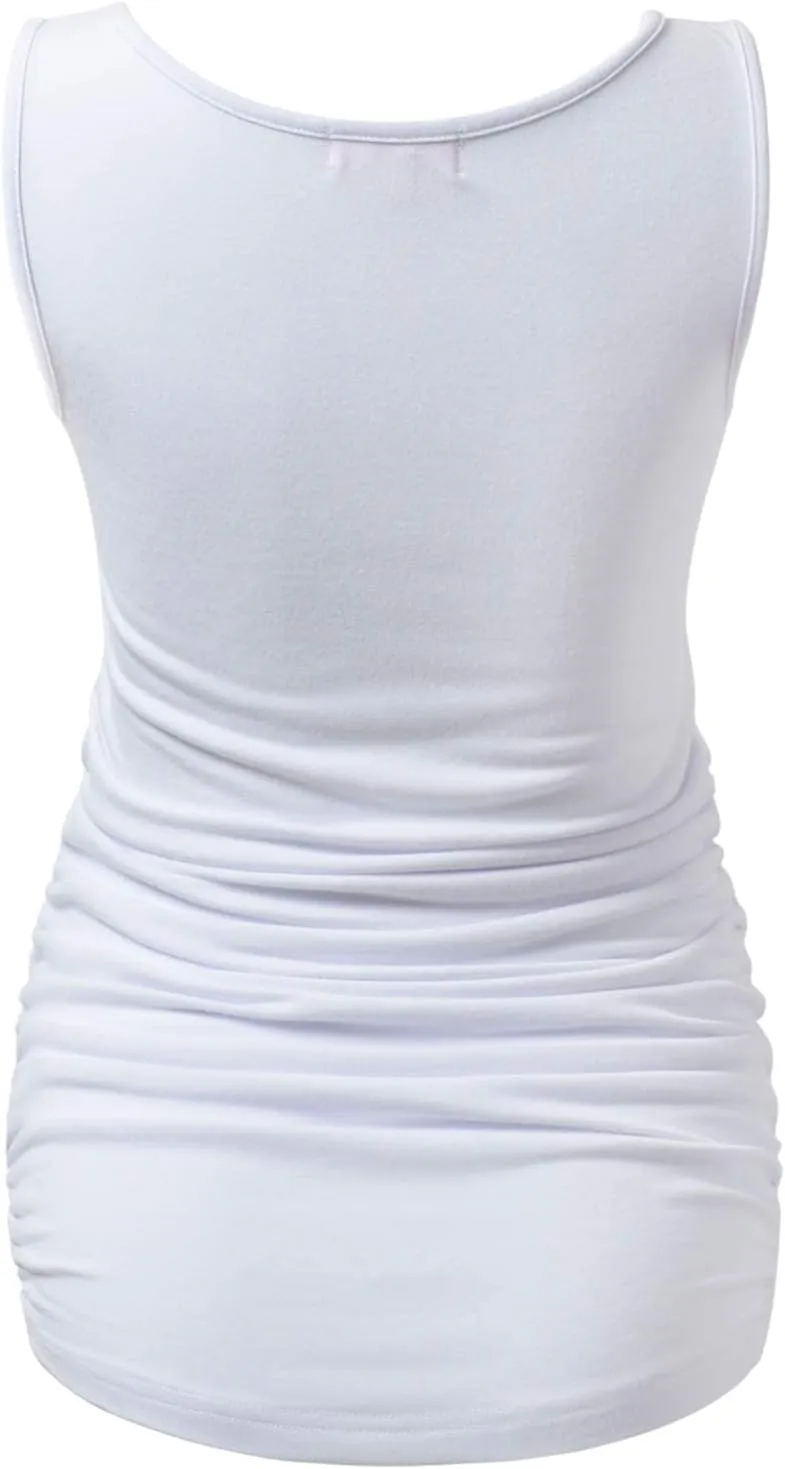 GINKANA Maternity Tank Tops Sleeveless Ruched Basic Tops Maternity Shirt Vest Mama Clothes