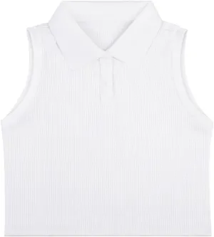 Girls Crop Tops Sleeveless Polo Shirts Athletic Tank Tops Golf Tennis T-Shirts with Collared Quick Dry Casual