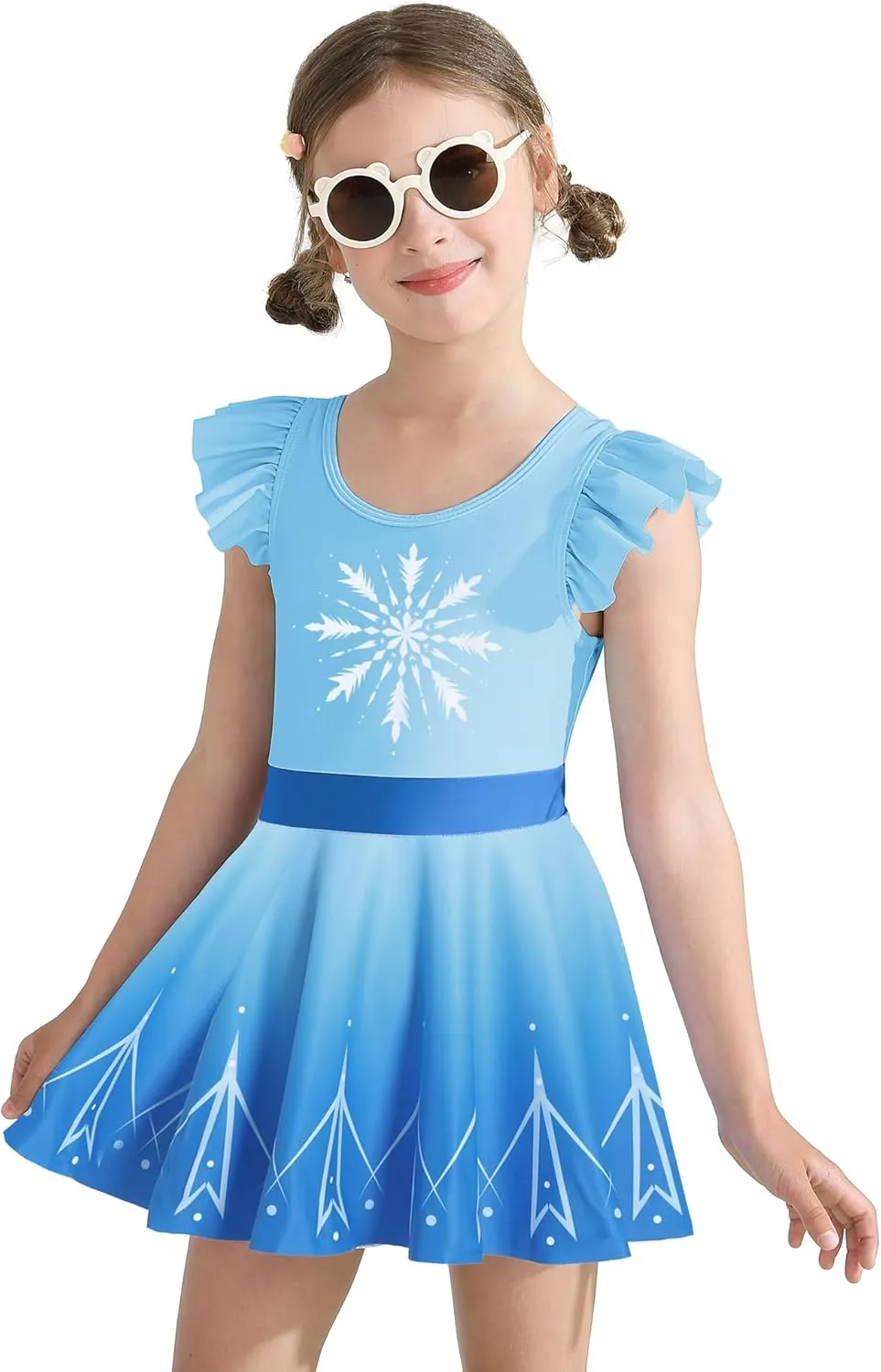 Girls One Piece Swimsuits with Skirt UPF 50  Floral Bright Bathing Suits for 3-10 Years