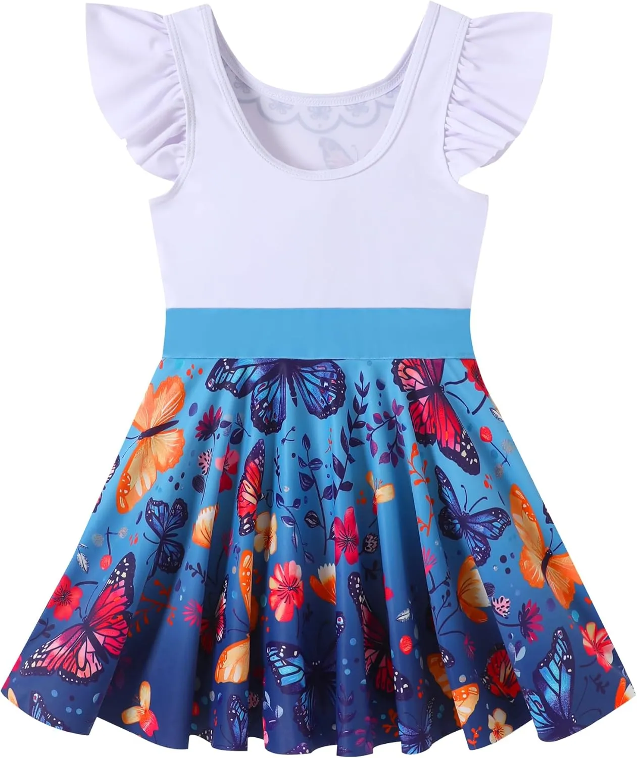 Girls One Piece Swimsuits with Skirt UPF 50  Floral Bright Bathing Suits for 3-10 Years