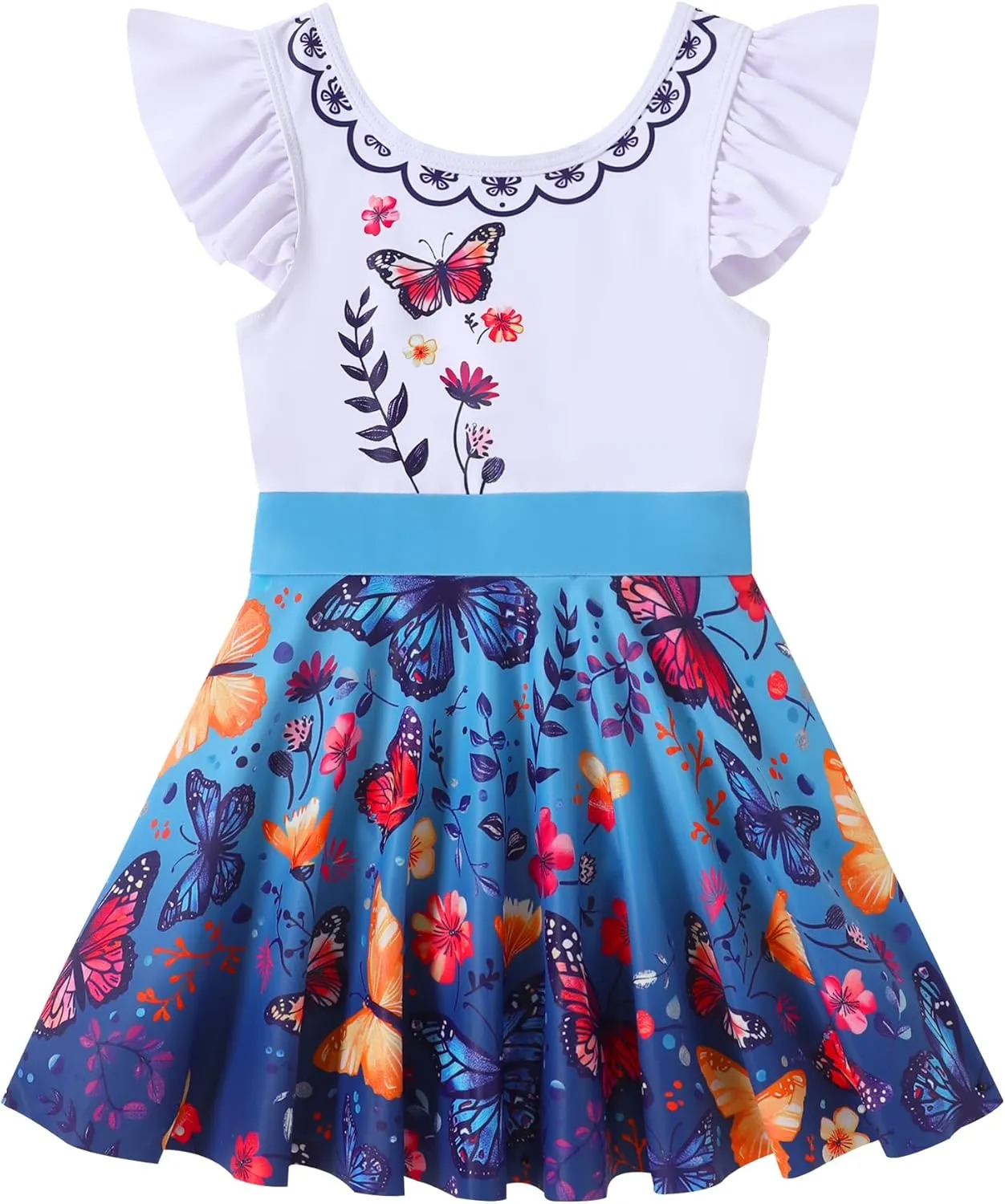 Girls One Piece Swimsuits with Skirt UPF 50  Floral Bright Bathing Suits for 3-10 Years
