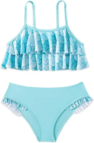 Girls' Swimsuit, Girls Bikini Adjustable Shoulder Strap with Lace Swimsuit Set 7-16Y