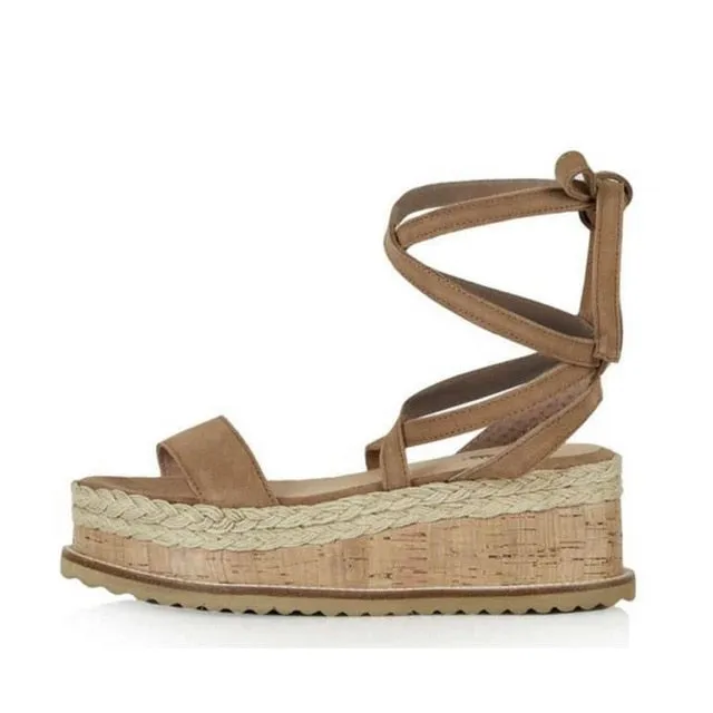 Gladiator Sandals Open Toe Heels Sandalias