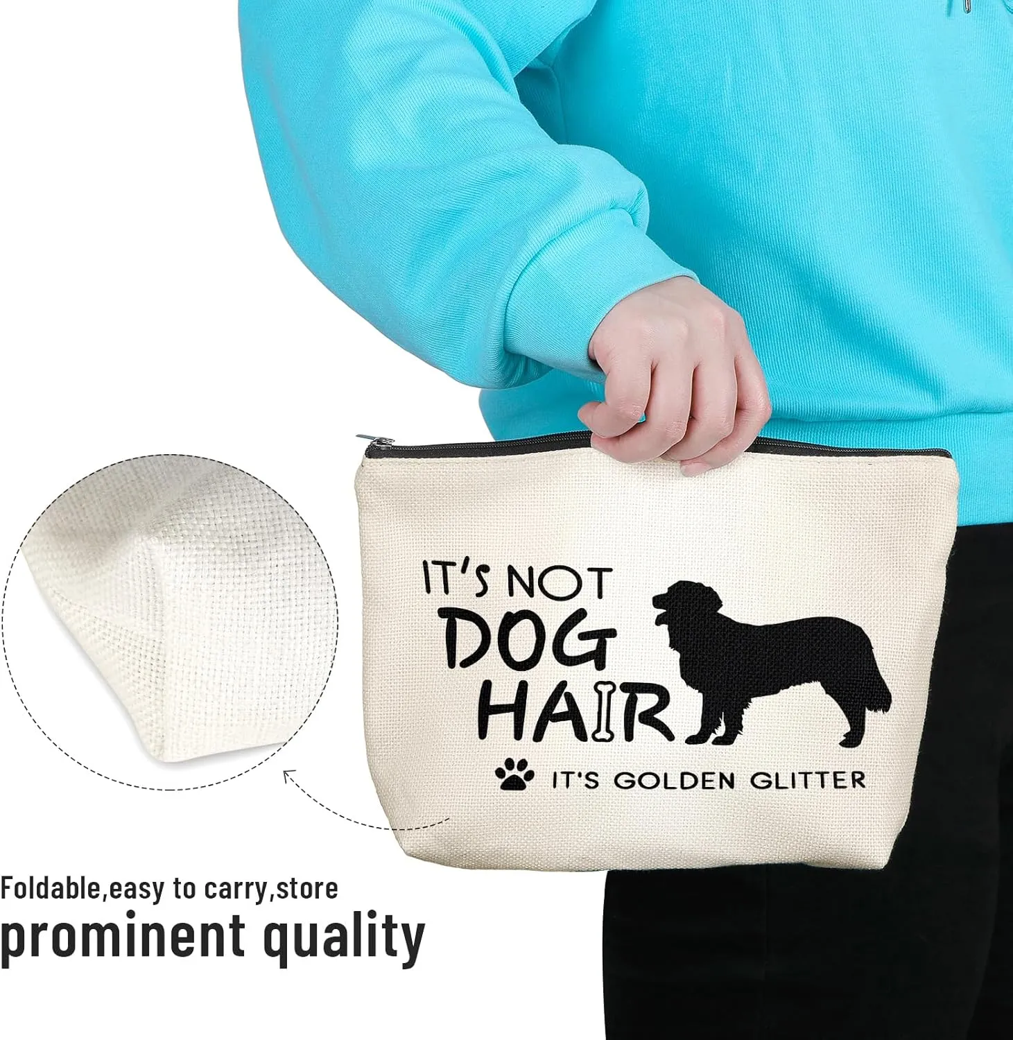 Golden Retriever Decor Travel Toiletry Makeup Organizer Zipper Pouch Accessories Waterproof Reusable Cosmetic Bag