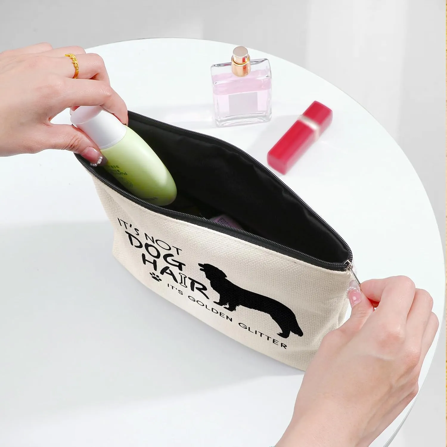 Golden Retriever Decor Travel Toiletry Makeup Organizer Zipper Pouch Accessories Waterproof Reusable Cosmetic Bag