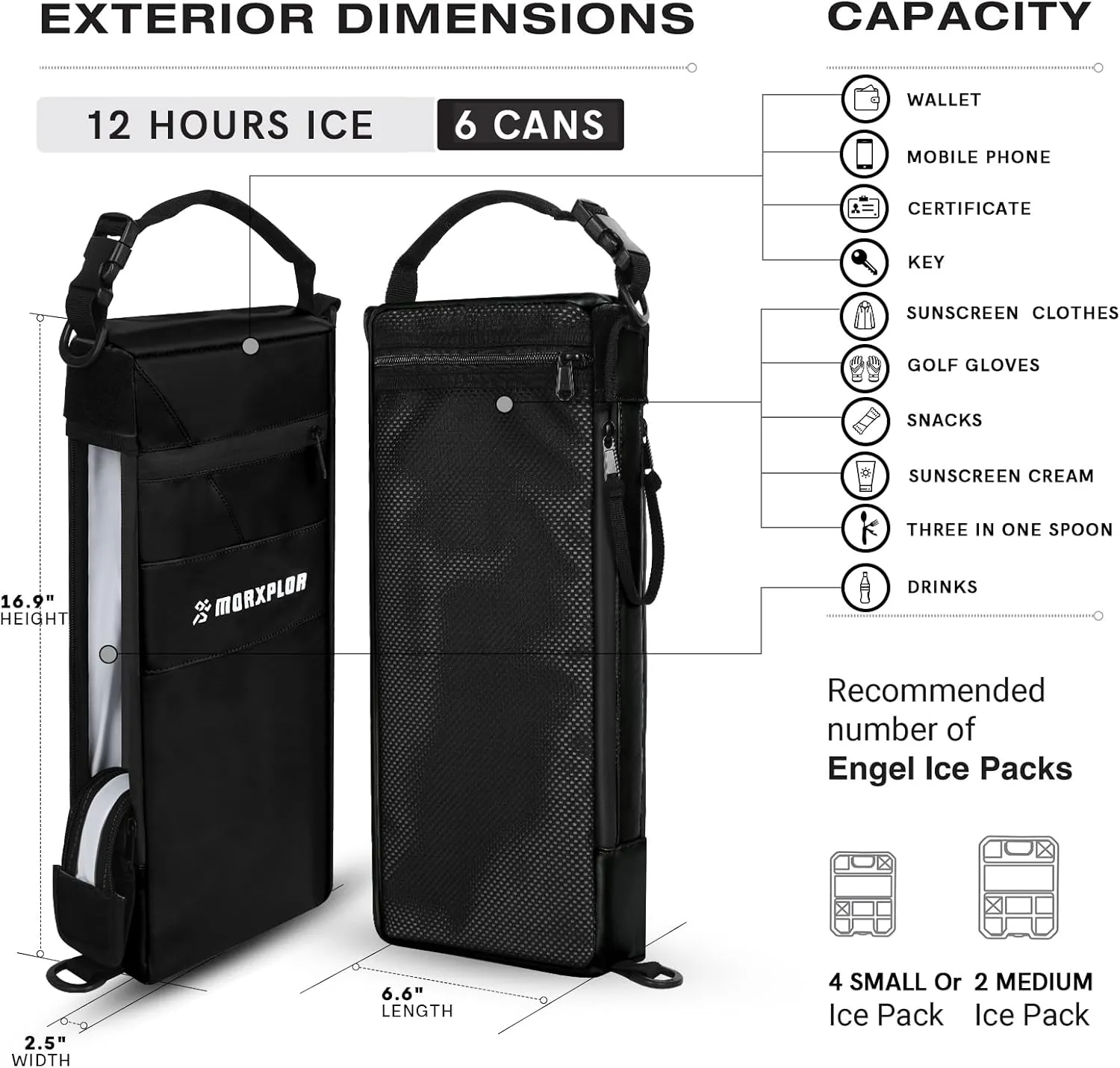 Golf Cooler Bag - 6 Can Insulated Beer Sleeve Soft Cooler, Small Hidden Golf Cart Accessories for Men,Golf Club Bag Accessories